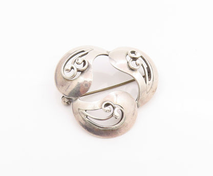 925 Sterling Silver Vintage Brooch DENMARK Swirly Floral Design Cutout  BP11711