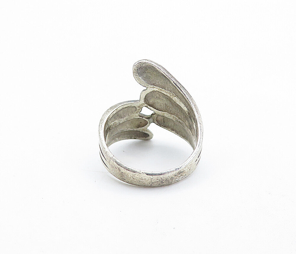 925 Sterling Silver  Vintage Dark Tone Fluted Bypass Band Ring Sz 6.5  RG5995
