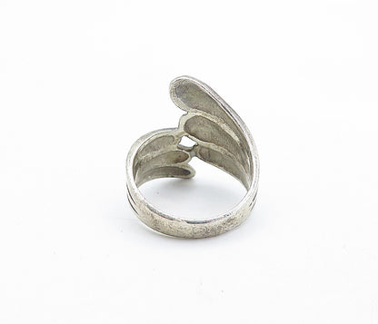 925 Sterling Silver  Vintage Dark Tone Fluted Bypass Band Ring Sz 6.5  RG5995