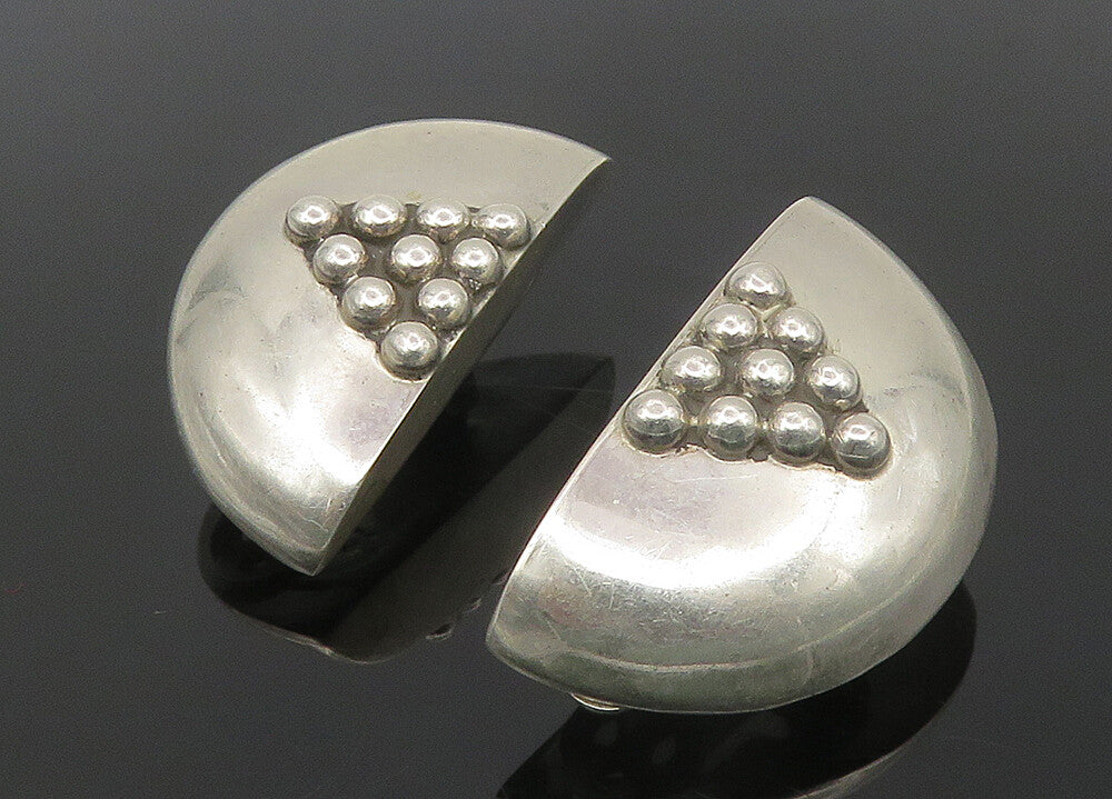 925 Sterling Silver  Vintage Shiny Bubble Detail Non Pierce Earrings  EG5517