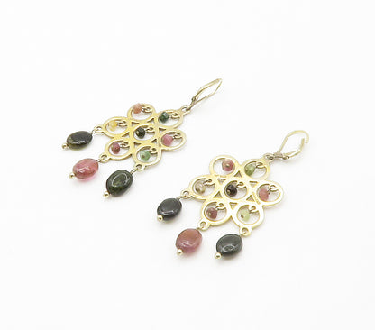 925 Sterling Silver  Quartz & Jasper Gold Plated Shiny Dangle Earrings  EG8572