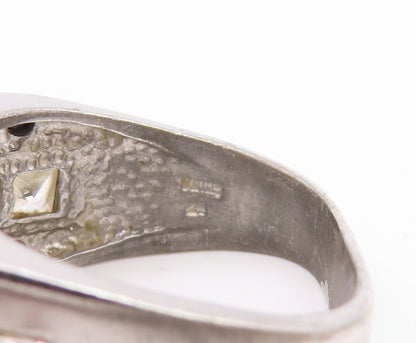 925 Sterling Silver Vintage Ring Triple Row CZ Statement Band  Sz 9  RG34040