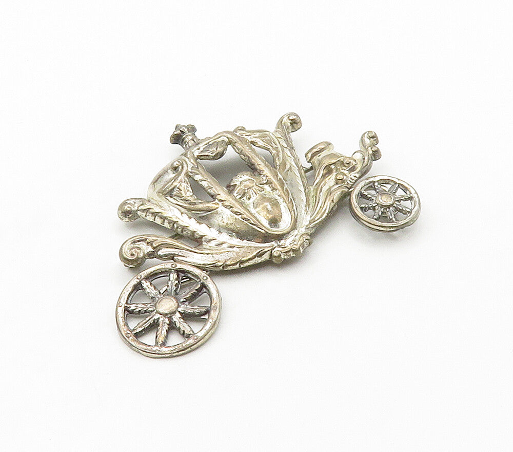 LANG 925 Sterling Silver  Vintage Old Fashioned Carriage Brooch Pin  BP6309