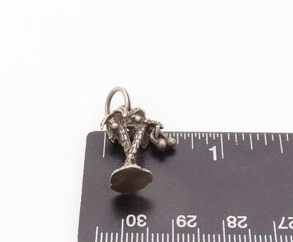 925 Sterling Silver Vintage Pendant Dark Tone Cutout Coconut Tree Charm  PT23919