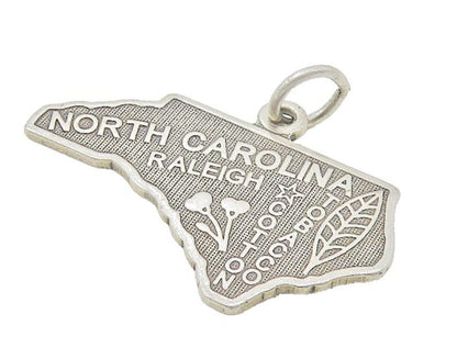 925 Sterling Silver  Vintage Dark Tone North Carolina State Pendant  PT8738