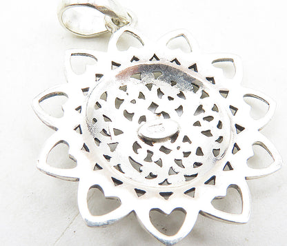 925 Sterling Silver  Vintage Petite Shiny Open Floral Swirl Pendant  PT6926