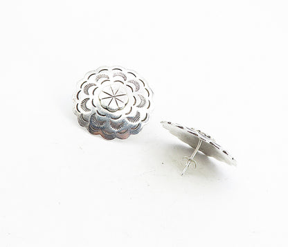 MEXICO 925 Sterling Silver  Vintage Etched Floral Pattern Drop Earrings EG4469