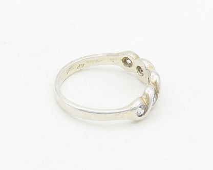 925 Sterling Silver  Vintage Cubic Zirconia Swirl Band Ring Sz 7.5  RG19124