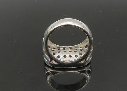 925 Sterling Silver Vintage Black Spinel & Topaz Cutout Band Ring Sz 6 RG22944