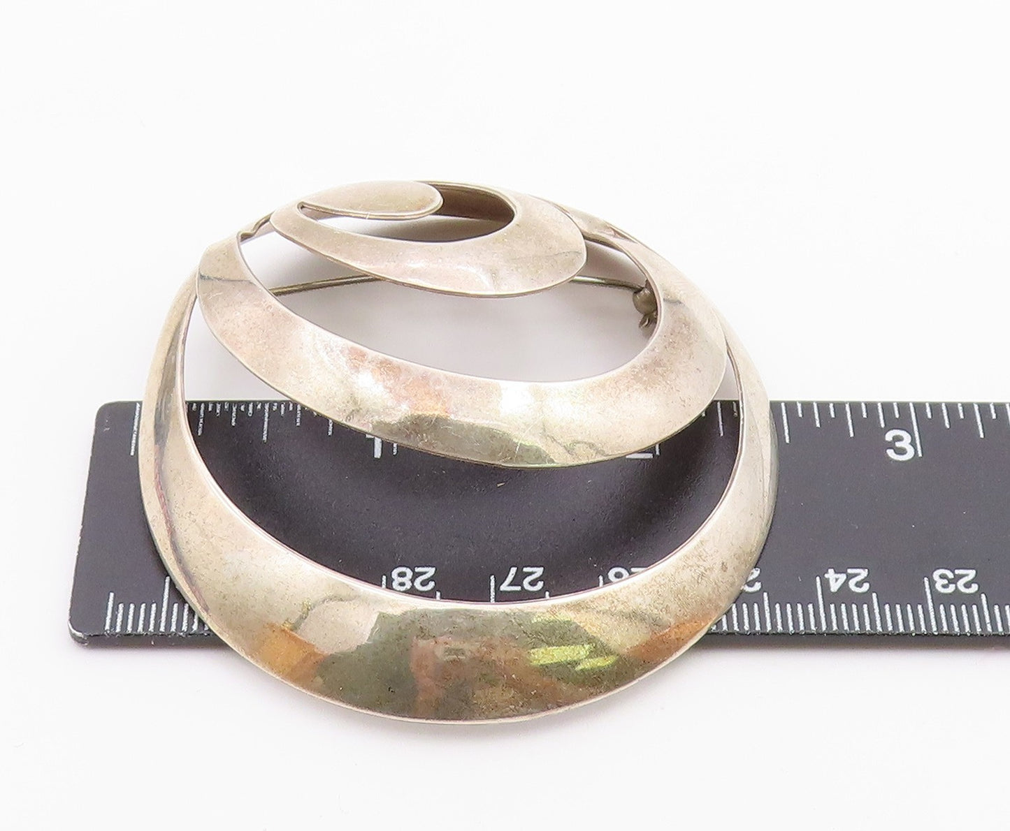 SANDRA BAKER 925 Sterling Silver  Vintage Modernist Dome Brooch Pin  BP7969