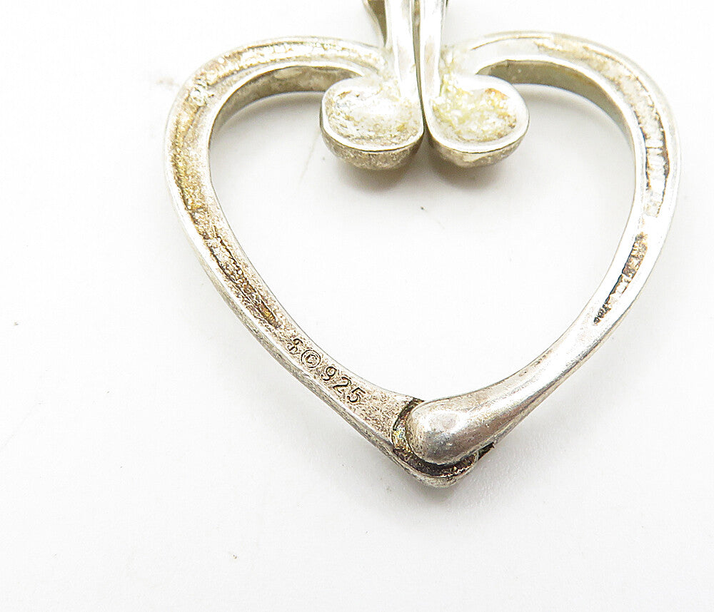 SHUBE 925 Sterling Silver  Vintage Open Love Heart Pendant (OPENS)  PT7015