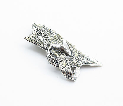 BLACK WILLS 925 Sterling Silver  Vintage Textured Ribbon Brooch Pin  BP2834