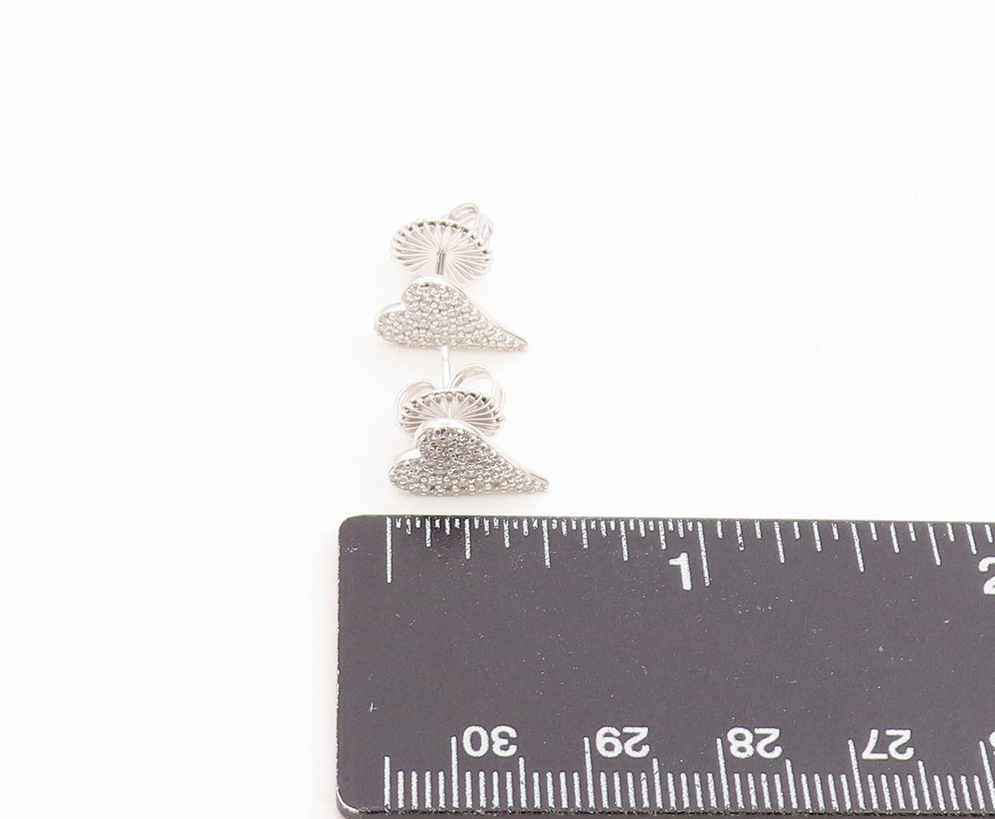 925 Sterling Silver Vintage Earrings Elegant Cluster CZ love Heart Stud  EG14340
