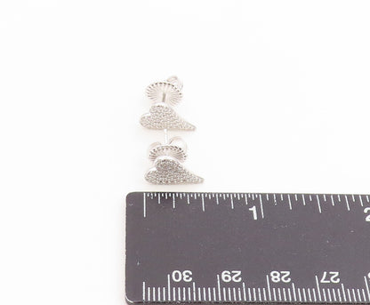 925 Sterling Silver Vintage Earrings Elegant Cluster CZ love Heart Stud  EG14340