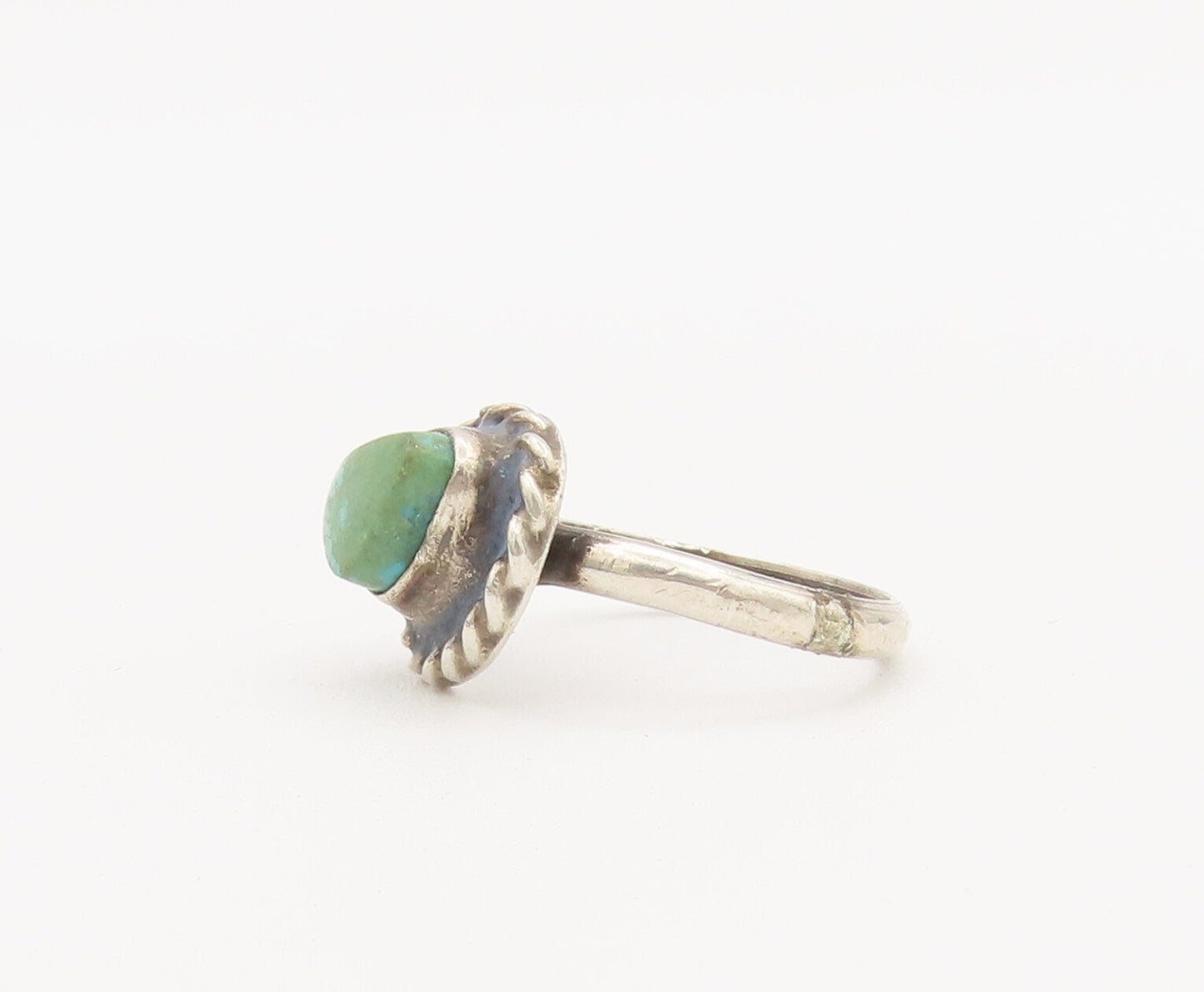925 Sterling Silver Vintage Ring NAVAJO Amorphous Turquoise  Sz 6.5  RG27953