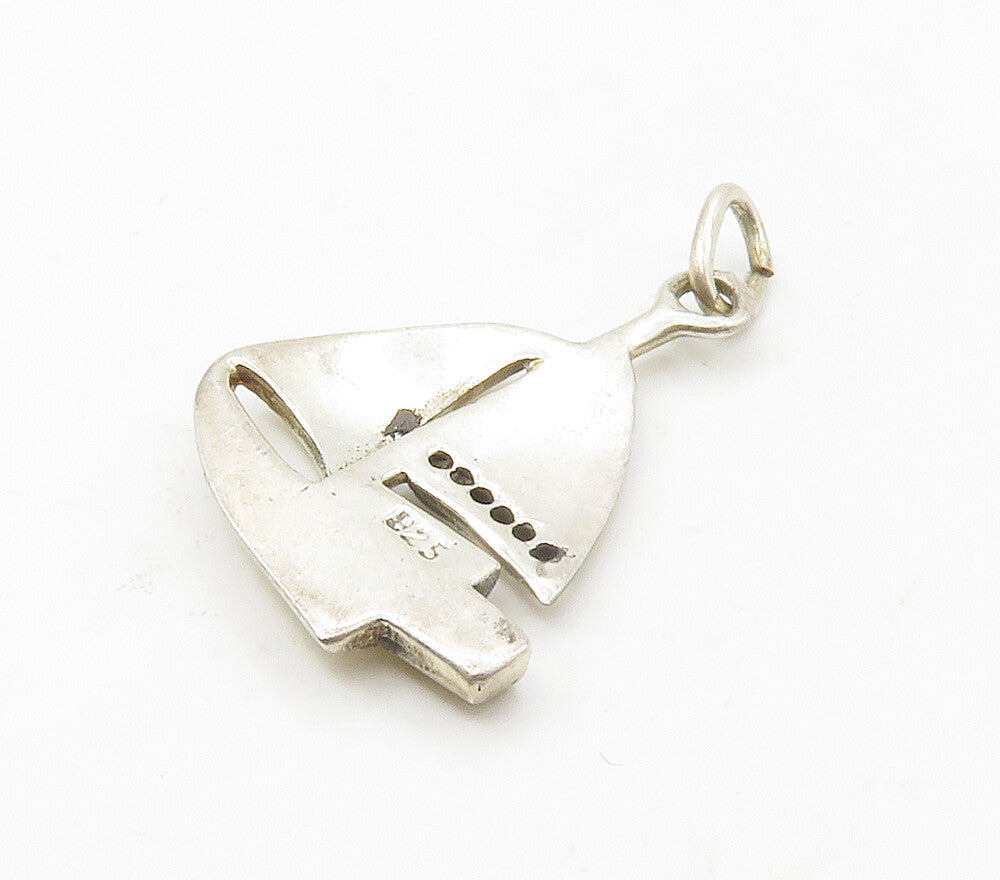 925 Sterling Silver  Vintage Shiny Petite Sail Boat Motif Pendant  PT13076