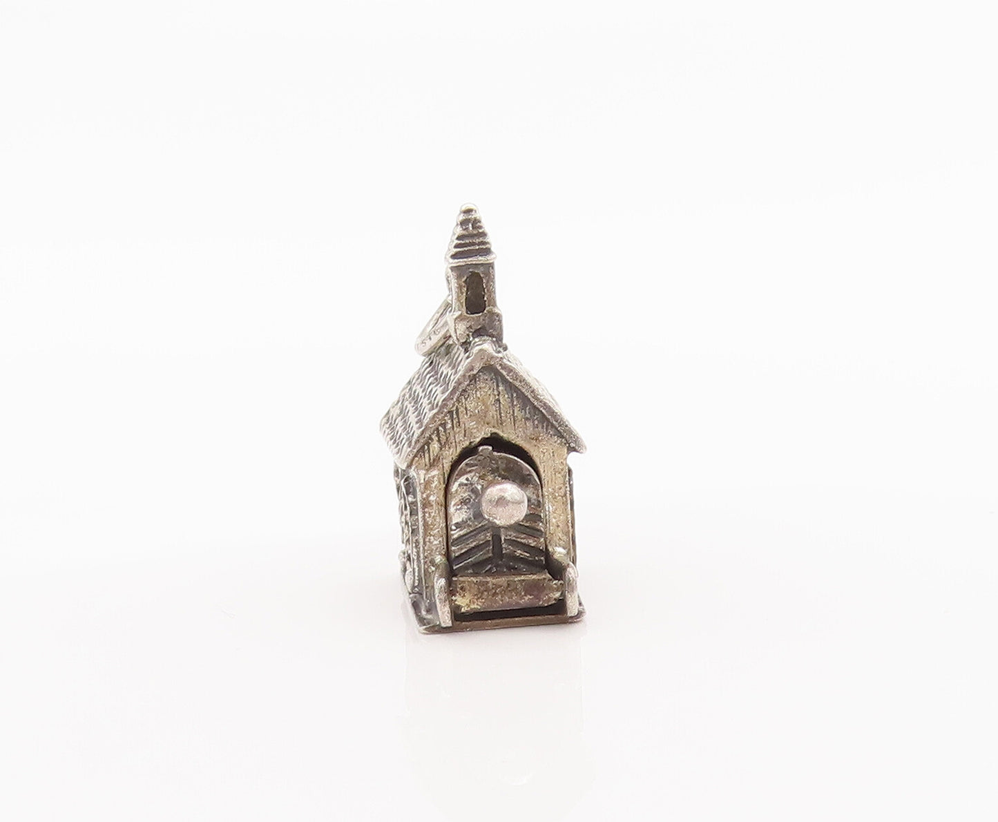 925 Sterling Silver Vintage Pendant DANECRAFT 3D Carved Wedding House  PT22651
