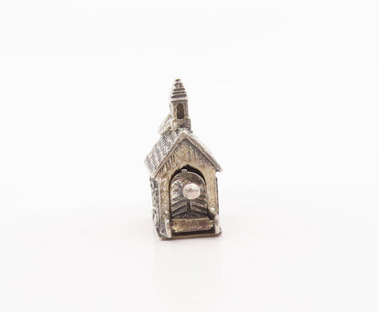 925 Sterling Silver Vintage Pendant DANECRAFT 3D Carved Wedding House  PT22651