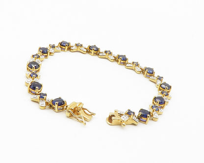 ROSS SIMON 925 Sterling Silver  Blue Topaz Gold Plated Chain Bracelet  BT5735