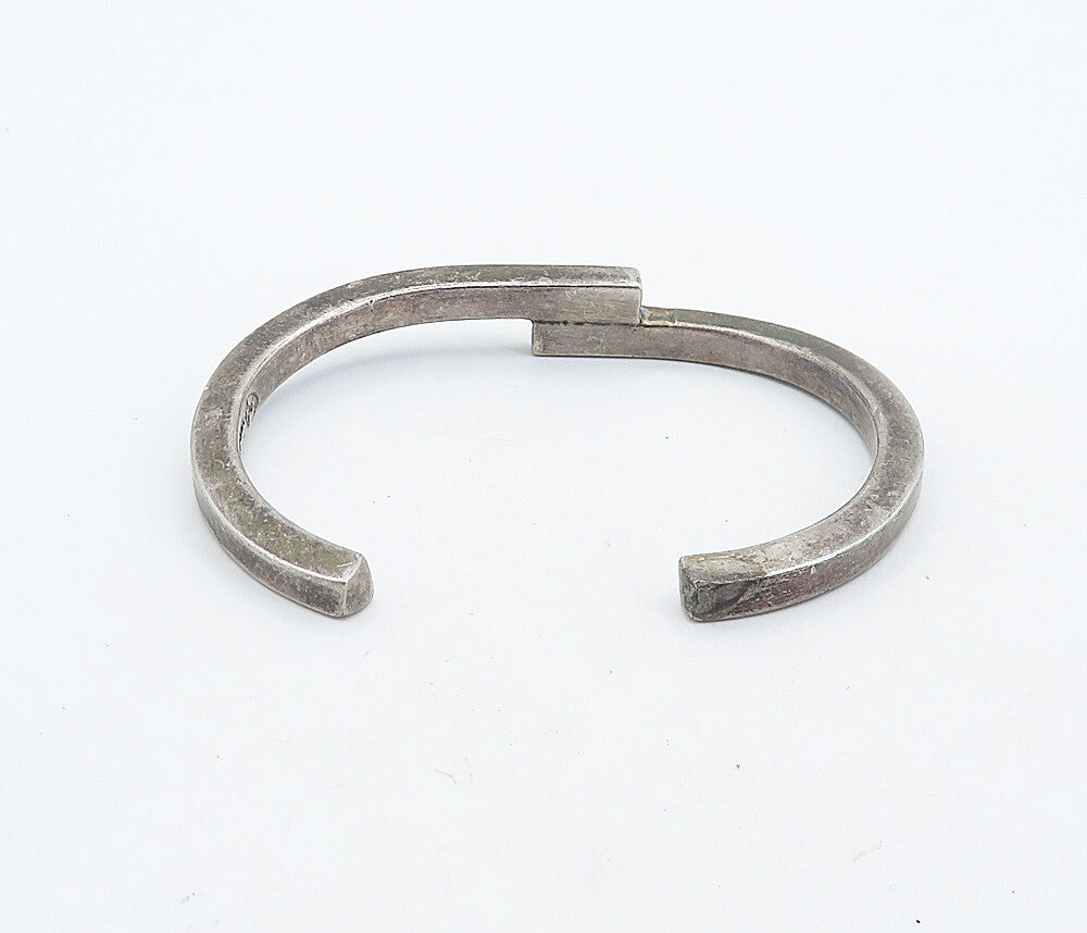 MEXICO 925 Sterling Silver  Vintage Dark Tone Bypass Cuff Bracelet  BT2728