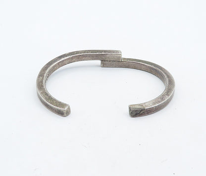 MEXICO 925 Sterling Silver  Vintage Dark Tone Bypass Cuff Bracelet  BT2728