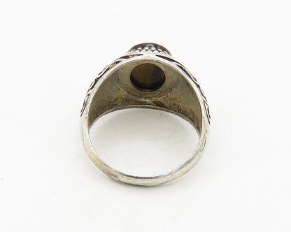 TURKISH 925 Silver  Vintage Tiger's Eye Swirl Dome Band Ring Sz 11  RG19852