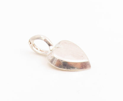 925 Sterling Silver Vintage Pendant Minimalist Solid Love Heart Charm  PT25415
