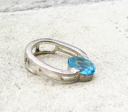 925 Sterling Silver  Oval Cut Faceted Blue Topaz Slider Pendant  PT1630