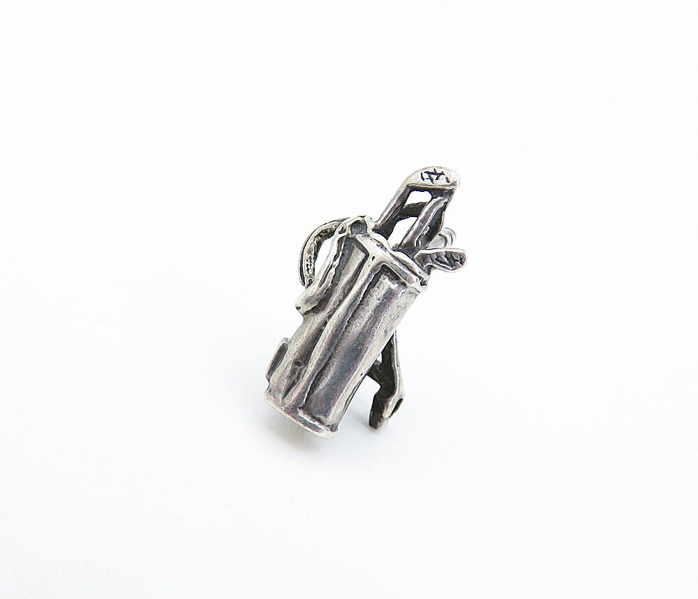 925 Sterling Silver  Vintage Petite Bag Of Golf Clubs Sports Pendant  PT4808