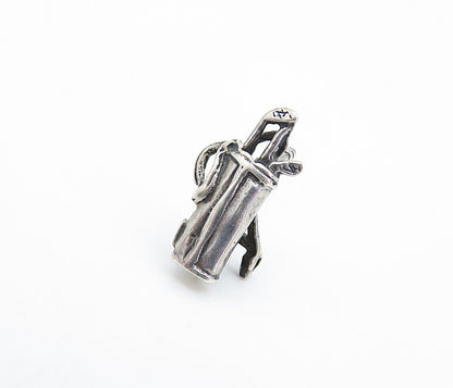 925 Sterling Silver  Vintage Petite Bag Of Golf Clubs Sports Pendant  PT4808