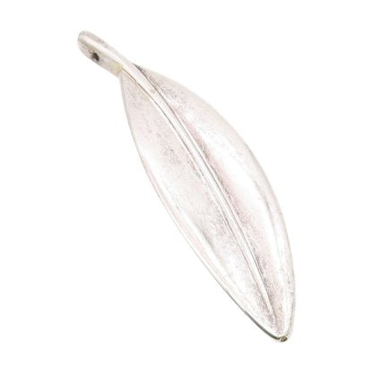 925 Sterling Silver Vintage Pendant Modernist Solid Floral Leaf Design  PT25724