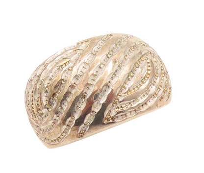 925 Sterling Silver Vintage Ring DAVID SIGAL Carved Infinity Bands Sz 10 RG29095