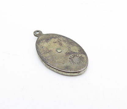 925 Sterling Silver  Vintage Abalone Shell Traditional Figure Pendant  PT3083