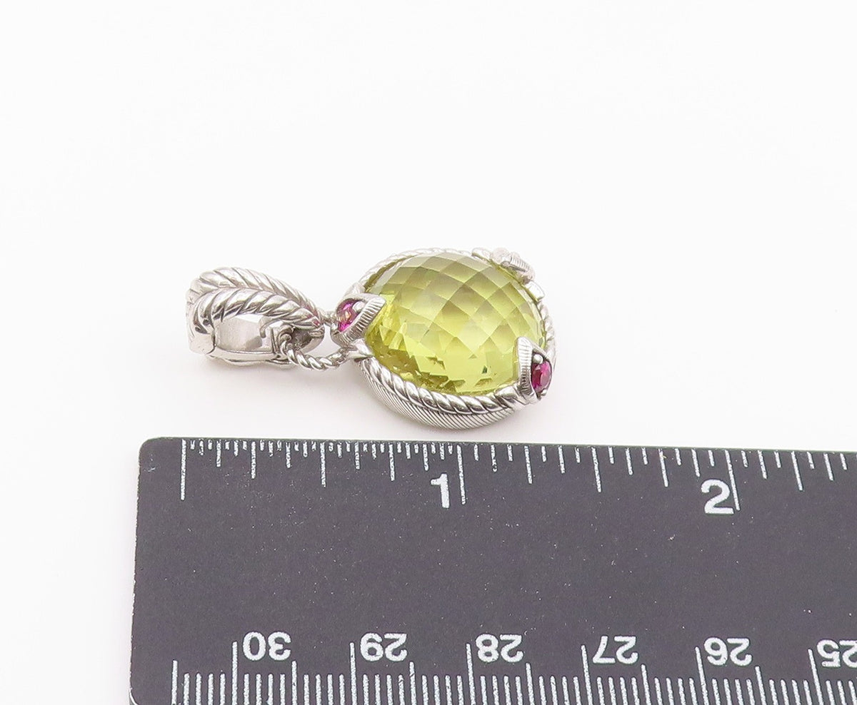 925 Sterling Silver Vintage Pendant JUDITH RIPKA Lemon Quartz Charm  PT26423