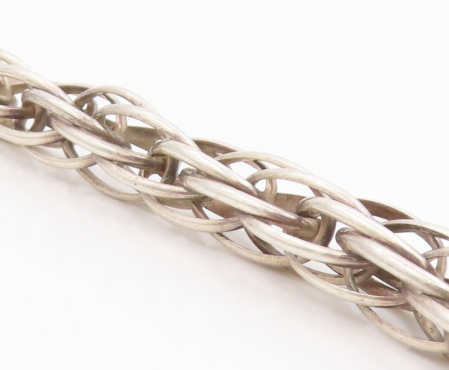 925 Sterling Silver Vintage Necklace SUARTI BALI Intertwined Foxtail Link NE4877