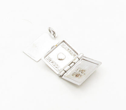 925 Sterling Silver  Vintage Marriage License Locket Pendant (OPENS)  PT12911