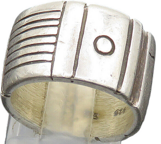 DESIGNER 925 Sterling Silver  Vintage Patterned Band Ring Sz 5.5  RG20888