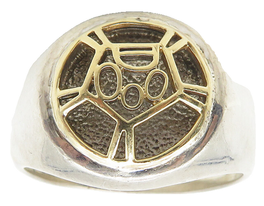 925 Sterling Silver & 14K GOLD  Shiny Two Tone Cutout Band Ring Sz 12  RG11244