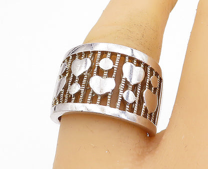 925 Sterling Silver Love Hearts Twist Design Shiny Band Ring Sz 8 RG4115