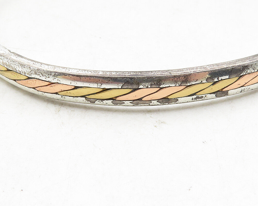 SERGIO LUB 925 Sterling Silver  Vintage Two Tone Twist Cuff Bracelet  BT4315