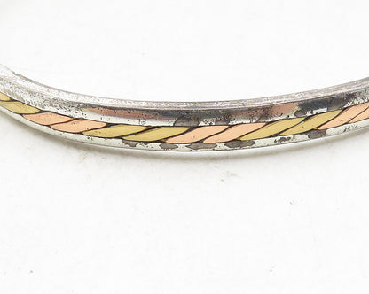 SERGIO LUB 925 Sterling Silver  Vintage Two Tone Twist Cuff Bracelet  BT4315