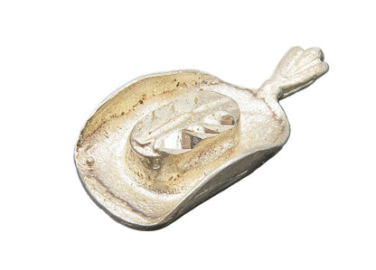 925 Sterling Silver  Vintage Diamond Cut Cowboy Hat Petite Pendant  PT9103