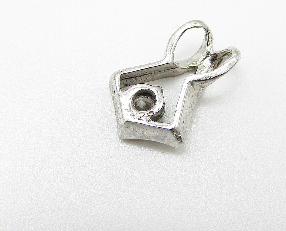 925 Sterling Silver  Round Cut White Cubic Zirconia Slider Pendant  PT2141