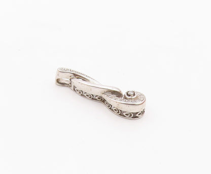 925 Sterling Silver  Vintage Genuine Diamonds Swirl Design Pendant  PT10872