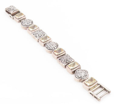 925 Sterling Silver Vintage Bracelet DEBORAH ARMSTRONG Citrine Chain  BT11935