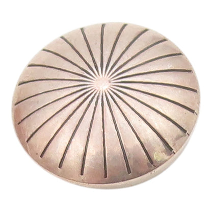 NAVAJO 925 Silver  Vintage Etched Lines Floral Motif Button Cover  TR3462