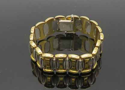 925 Sterling Silver  Vintage Shiny Two Tone Hinge Chain Bracelet  BT8107