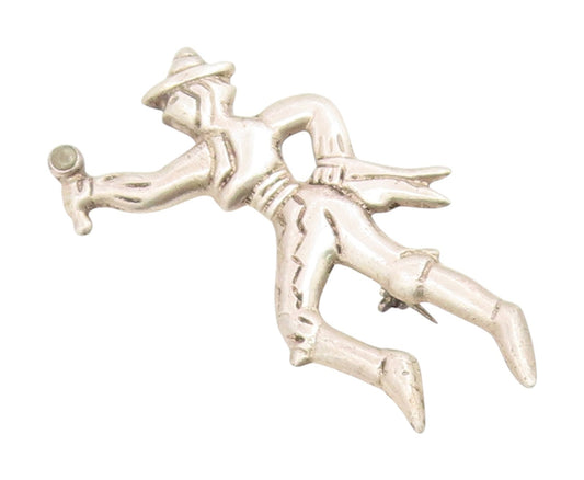 925 Sterling Silver Vintage Brooch Pin MEXICO Flamenco Dancer Figure  BP12398