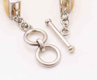 925 Sterling Silver Vintage Bracelet WHITNEY KELLY Mother Of Peal Gems  BT10903