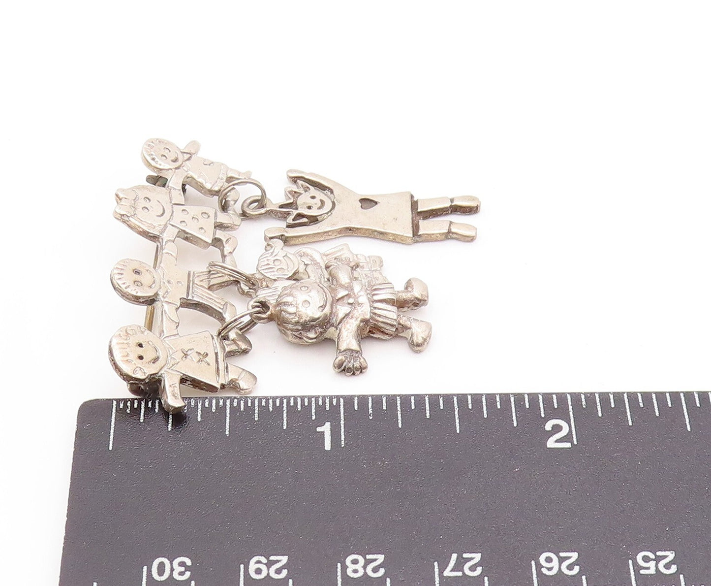 925 Sterling Silver Vintage Brooch Cutout Happy Children Playing  BP11521